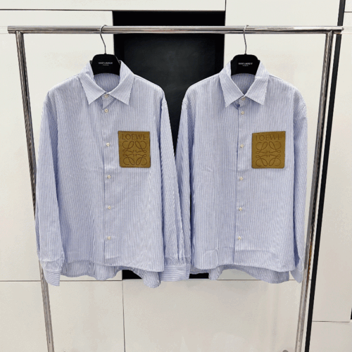 [Premium] 로에베 2023FW 포켓 스트라이프 블루 셔츠