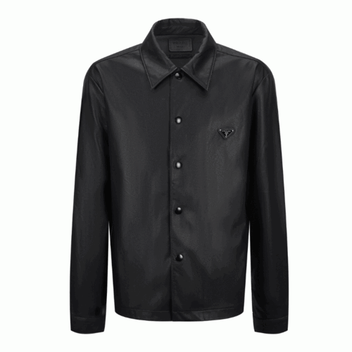 [Premium] 프라다 트라이앵글 로고 양가죽 셔츠 자켓 [블랙]