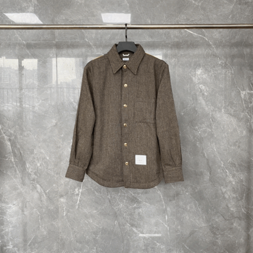 [Premium] 톰브라운 헤링본 콘트라스트 스냅 프론트 셔츠 재킷
