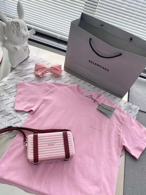 [正品버전] 발렌시아가 로고 프린팅 여성용 반팔티셔츠 [핑크] TU876122